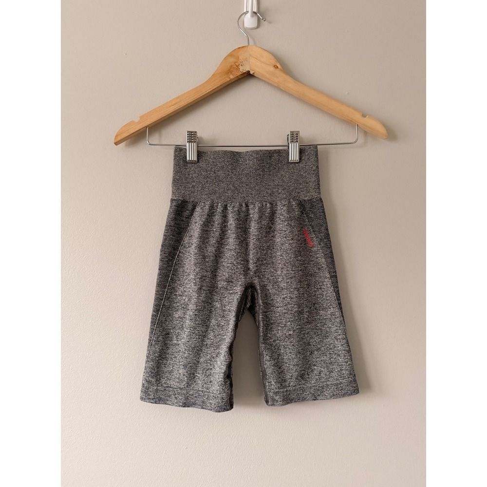 Gymshark Vital Seamless 2.0 Shorts Grey Marl Pink Logo Women's XS Athletic‎